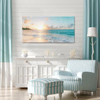 Goldfoilart Ocean Beach Sunset Canvas Wall Art - Image 2