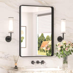 Keonjinn Black Bathroom Mirror, 20 x 30 Inch Rounded Rectangle Bathroom Mirrors by Keonjinn