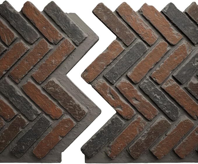 EverStone Herringbone Faux Brick Panel, 46 1/2"W x 25 1/4"H x 1"D, Clay Creek - Image 8