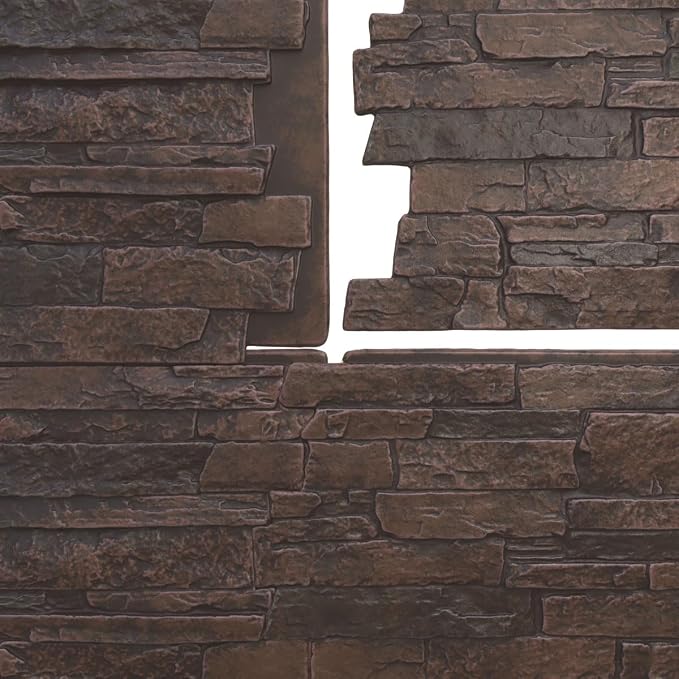 EverStone Acadia Ledge Faux Stone Panel, Dark Tobacco Color - Image 9