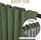 100% Blackout Shield Olive Green Linen Blackout Curtains - Image 3
