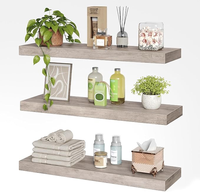 RALGEND Floating Shelves for Wall, 1.5" Thick Wall Shelf Set of 3 - Image 9