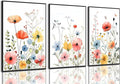 KISSFOX Framed Colorful Wildflower Canvas Wall Art Set Of 3 Flowers Pictures by KISSFOX