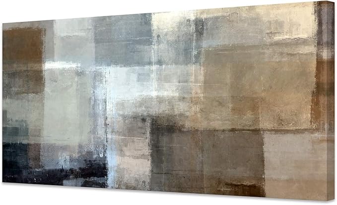 Baisuart Canvas Prints Abstract Wall Art Print Paintings Grey and Brown by Baisuart