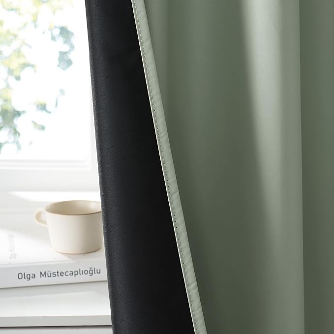 RYB HOME Bedroom Blackout Curtains 80 inches Long, 100% Blackout Thermal - Image 3