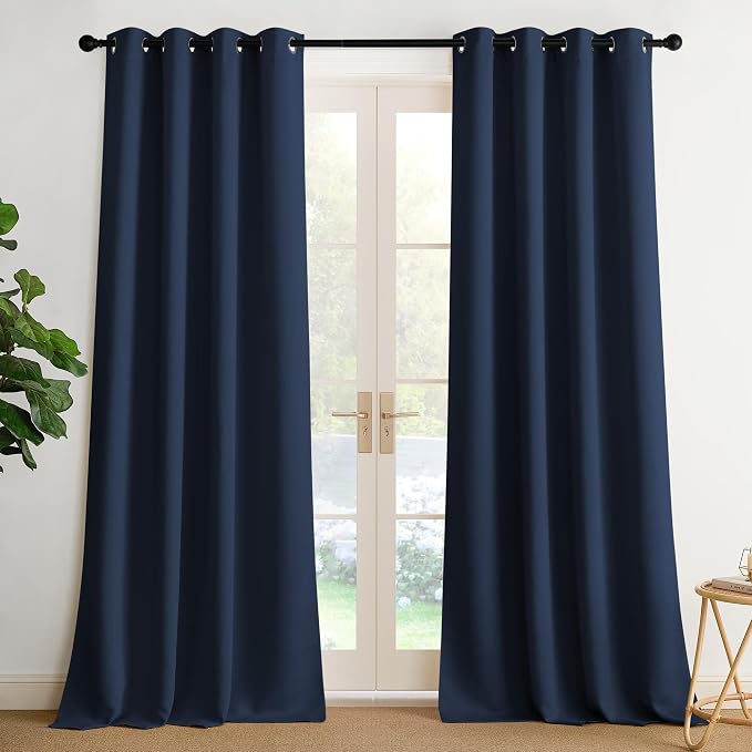 NICETOWN Room Darkening Draperies Curtains Panels, 2 Panels Navy Blue W52 x L90 by NICETOWN