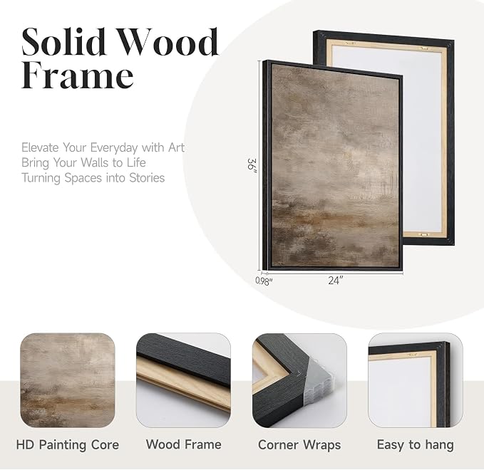 Large Framed Neutral Abstract Wall Art Set of 2 - Image 5
