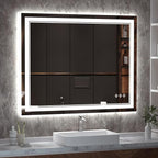 LED Bathroom Mirror, 40x32 Inch Gradient Front and Backlight Bathroom Vanity by VanPokins-GlobalHighEndLEDBathroomMirrorBrand