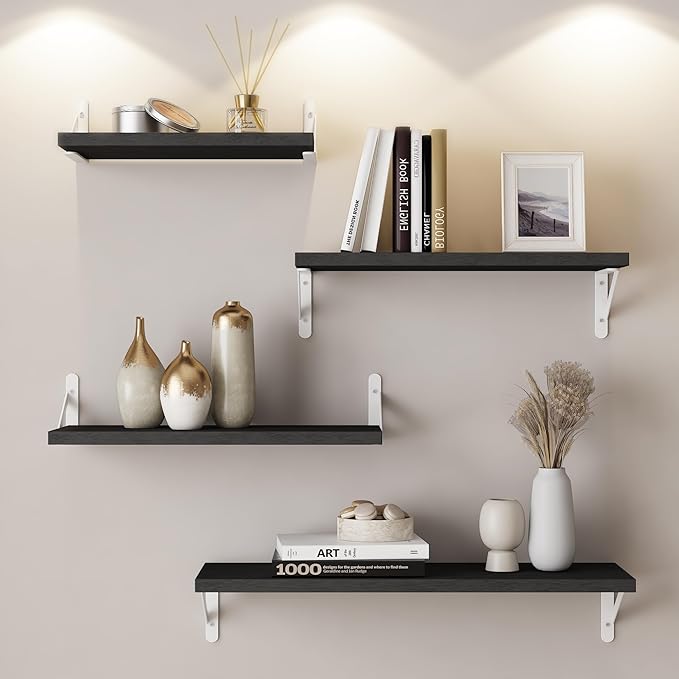 YGEOMER Floating Shelves for Wall, Different Sizes Black Wall Shelves for by YGEOMER