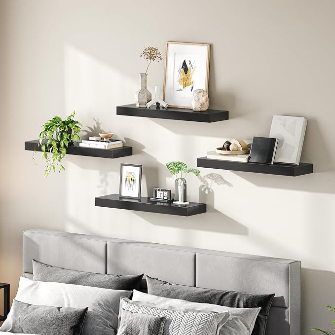 HOOBRO Floating Shelves for Wall, Wall Mounted Shelf Set of 2, 23.6" Hanging - Image 8