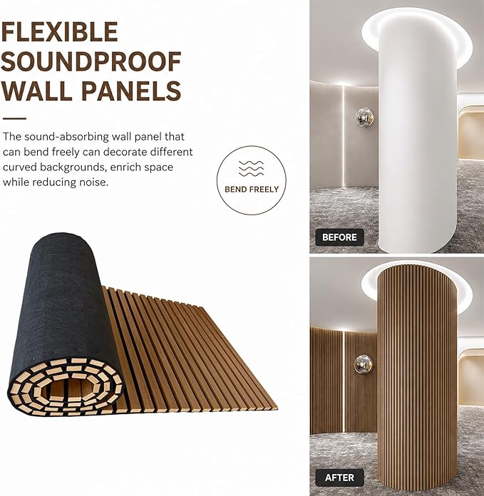 94.5 x 23.6 in Acoustic Wood Wall Panels, 3D Flexible Soundproof Absorbing - Image 6