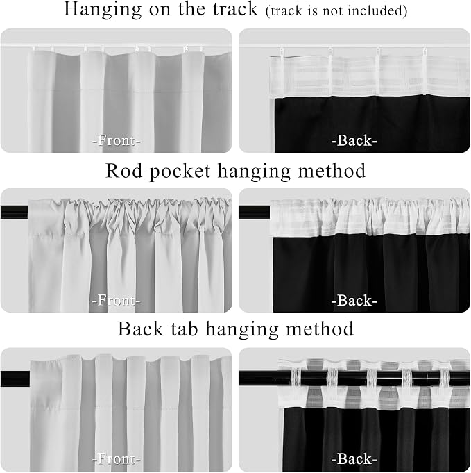 RYB HOME 100%Blackout Sliding Door Curtain, Back Tab&Rod Pocket Extra Wide Room - Image 4