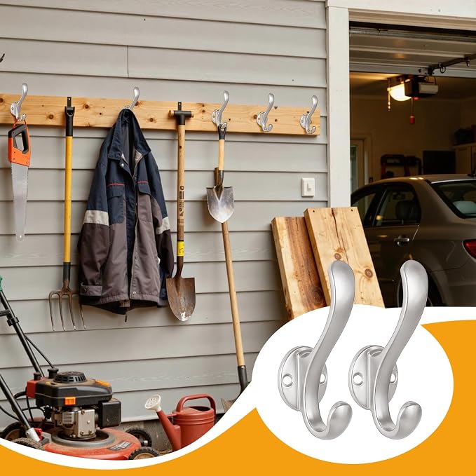 10 Pack Coat Hooks Wall Mount Heavy Duty Utility Retro Double Hooks - Image 9