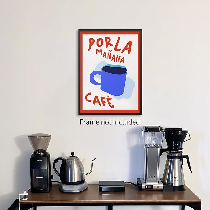 PDFI Kitchen Wall Art Por La Mañana Cafe Print Vintage Coffee Artwork Pictures - Image 5