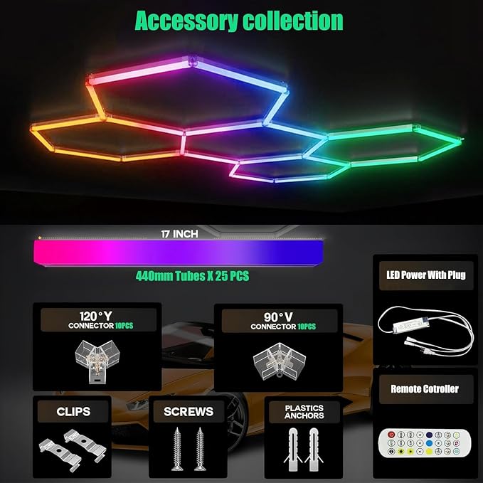 25Pack RGB 5 Hexagon LED Garage/Wall Lights, RGB 358 Kinds of Changes Dimmable - Image 6