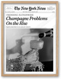 iHery Small 8X10in Champagne Problems On the Rise Newspaper Small Framed Wall by iHery