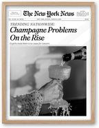iHery Small 8X10in Champagne Problems On the Rise Newspaper Small Framed Wall by iHery