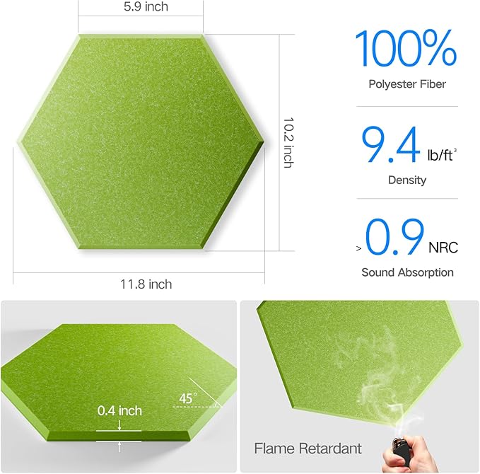18 Pack Self-Adhesive Acoustic Panels 12" X 10" X 0.4" - Image 3