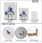 KISSFOX Framed Colorful Wildflower Blue Canvas Wall Art Set Of 3 Flowers - Image 3