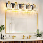 Black Gold Crystal Vanity Light Over Mirror 5 Lights Bathroom Wall Lighting - Image 6