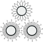 3 Pack Metal Mirrors for Wall Sunburst Wall Mirrors Home Décor Decorative by Uaussi