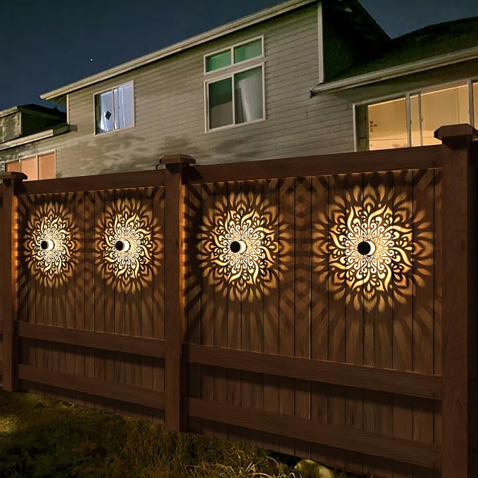 gardencave 2 Pack Solar Fence Lights Metal Solar Powered Outdoor Deck Step Wall - Image 4
