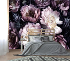 XMPMBM-Purple Peony Floral Fabric Wallpaper Living Room Bedroom Bathroom Wall by XMPMBM-Wallpaperthatwontpeeloff
