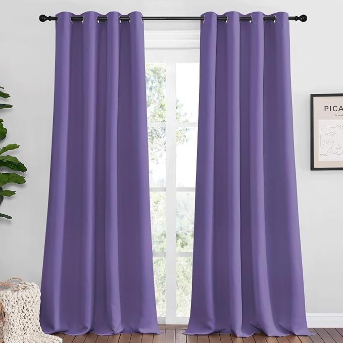 NICETOWN Lilac Purple Blackout Curtains 90" Long by NICETOWN