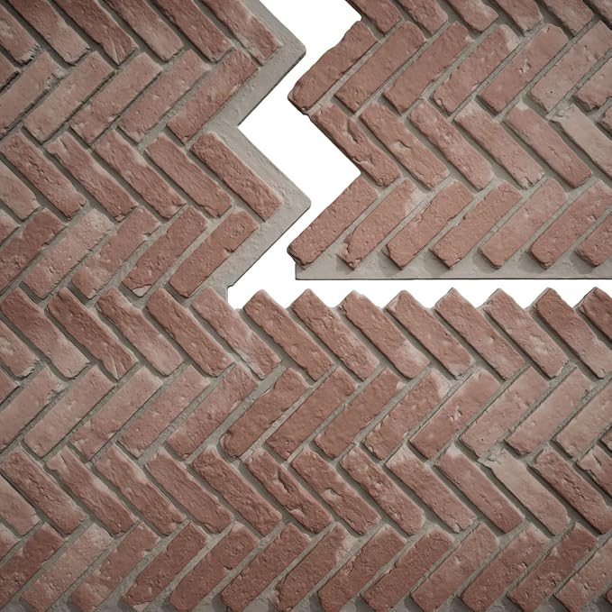EverStone Herringbone Faux Brick Panel, 46 1/2"W x 25 1/4"H x 1"D, Old Chicago - Image 9