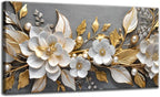 Large Living Floral Canvas Wall Art Gold White Plant Abstract Decor painting by TXNXFKSUWallArt