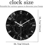 Black Wall Clock for Bedroom Glass Modren Wall Clock Battery Operated 14 Inch - Image 3