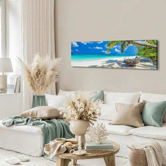 Nature Coastal Scenery Wall Art Tropical Ocean Wall Decor Seascape Coconut - Image 2