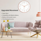 Foxtop Modern Wall Clock 12 Inch Non-Ticking Silent Battery Operated Round - Image 4