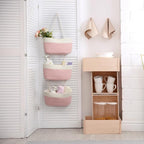 TeoKJ Over the Door Hanging Basket, 3-Tier Woven Cotton Wall-Mounted Storage - Image 4