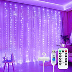 Minetom Halloween Purple Curtain Lights, 300 LED Dimmable Fairy Lights by Minetom