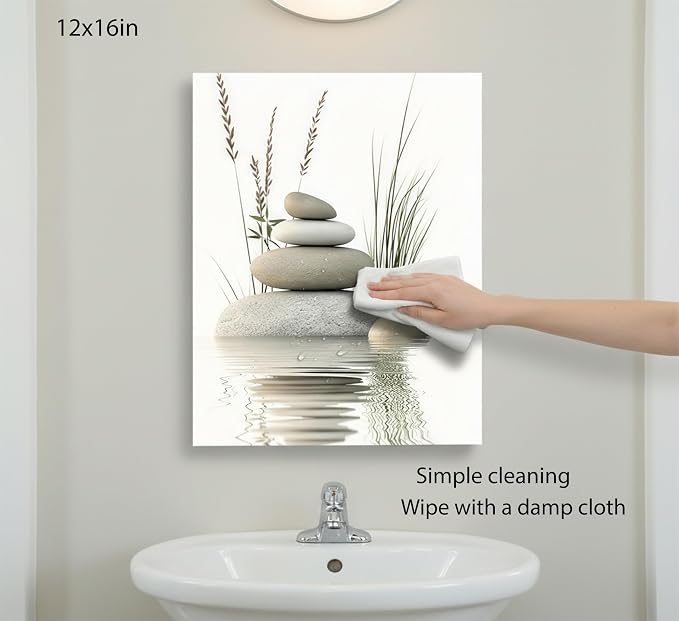 KBIERQN Zen Stone Canvas Wall Art Stacked Stones in Water Poster Print Tranquil - Image 5