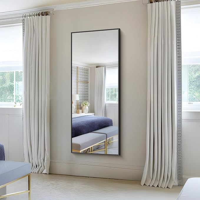 KOCUUY Black Bathroom Mirrors, Oversized Wall Mirror Black Metal Framed Decor - Image 3