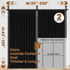 100% Blackout Room Divider Curtains Sets Black 2 Panels W100 x L96in No Drill - Image 2