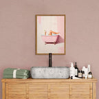 Funny Pink Girl Bathroom Wall Art, Cute Girly Bathtub Wall Decor Painting - Image 7