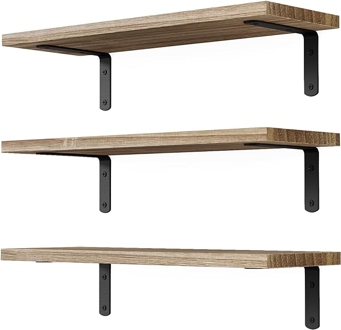 DOLLFIO Floating Shelves, 3 Sets Wall Shelves, Wooden Floating Shelves by DOLLFIO