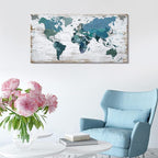 Teal Decor World Map Canvas Wall Art Pictures - Image 8