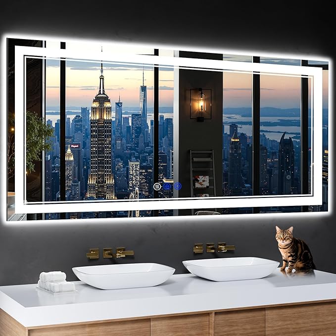 60"x28" LED Bathroom Mirror by INFINIGLASS