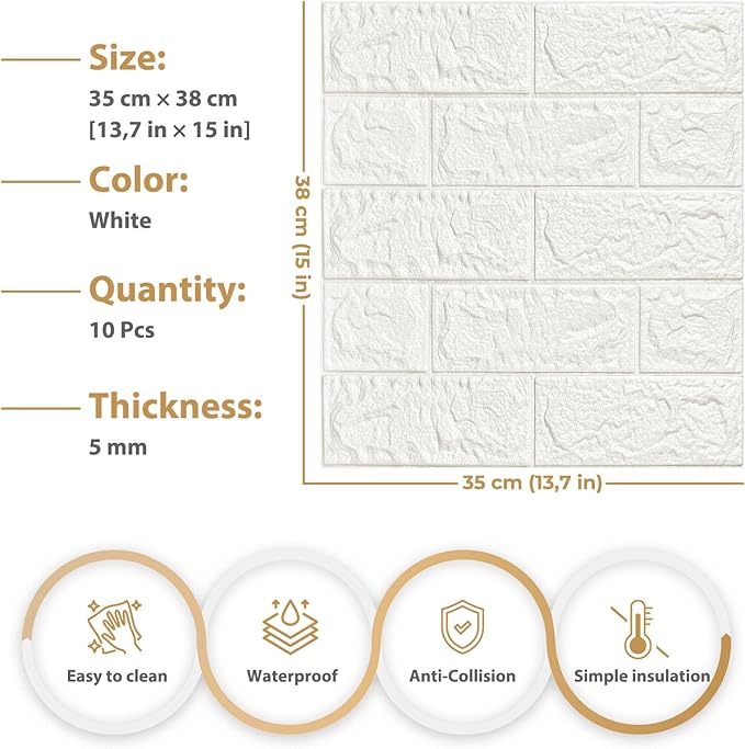 JOLOV 10 PCS 3D Wall Panels Peel and Stick - Image 3