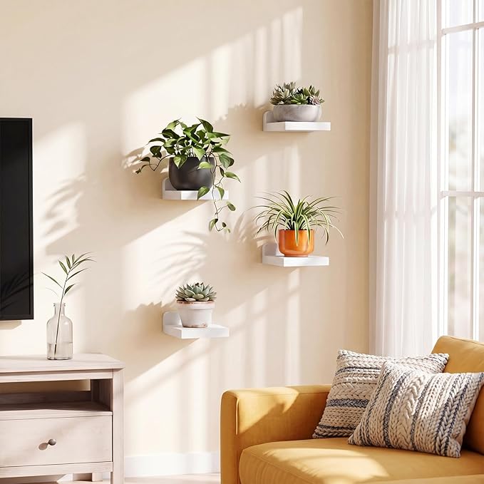 Fixwal Small Shelf for Wall, Rustic Wood Floating Wall Mounted Shelves for - Image 4