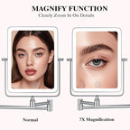 Wall Mounted Lighted Makeup Mirror, Rectangle Double Sided 1X/7X Magnifying - Image 2