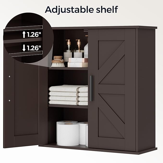 Homleke Bathroom Wall Cabinet, Over Toilet Storage Cabinet - Image 5