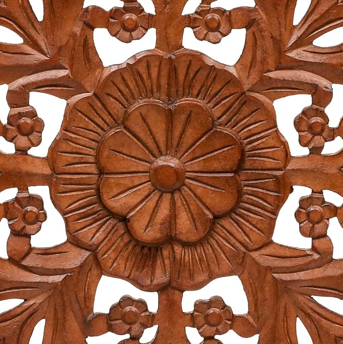 Homebia Designs Handmade Carved Wooden Wall Hanging Plaque 24x24 Inch Elegant - Image 6