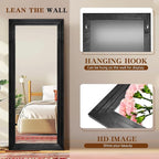 Full Length Mirror 76"x34" Solid Wood Frame Floor Large Mirror - Image 3