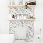 Froluya Black and Cream White Floral Wallpaper Peel and Stick Wallpaper - Image 8