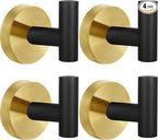 4 Pack Robe Towel Hooks Coat Black Gold Wall Hook Stainless Steel Heavy Duty by Homagic
